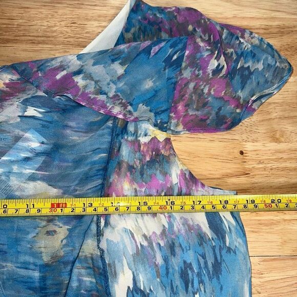 Banana Republic Multi-Color Silk Blouse, Flutter Sleeves & Ruffle Bib, Women’s M - Picture 6 of 11